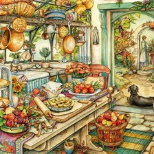 Схема вышивки «Гобелен на кухню»