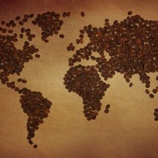 Карта мира из кофейных зёрен.