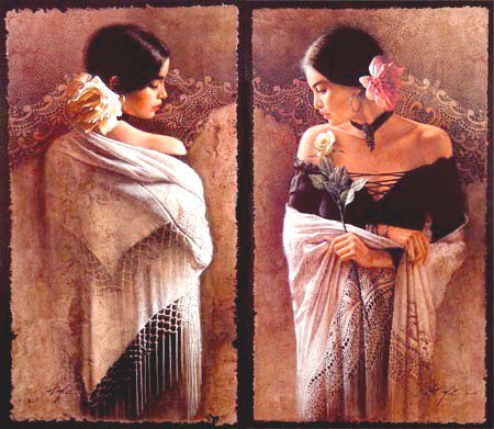 диптих - женщина, живопись. картина, портрет - оригинал