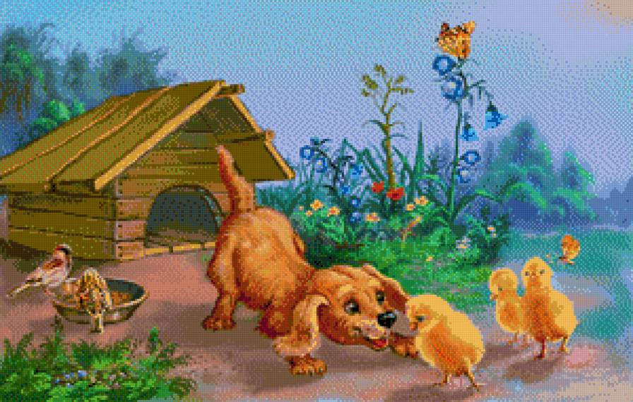 серия ,,животные" - животные.собака.цыплята.цветы - предпросмотр