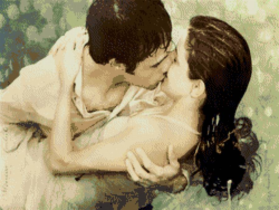 Страстный поцелуй - поцелуй, любовь, пара - предпросмотр