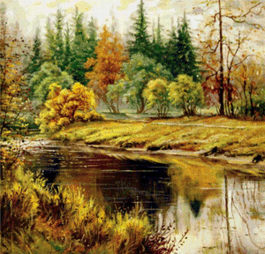 осенний пруд - пейзаж, природа, пруд, осень - предпросмотр