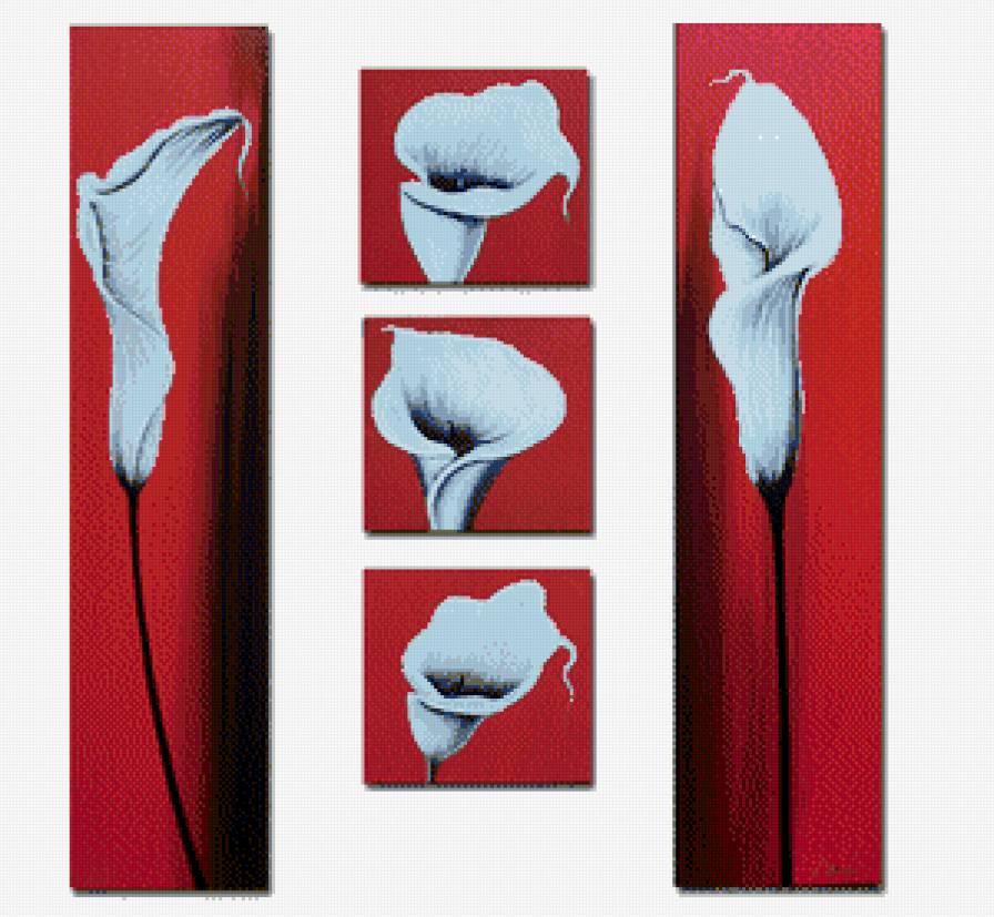 полиптих "каллы" - каллы, полиптих, цветы - предпросмотр