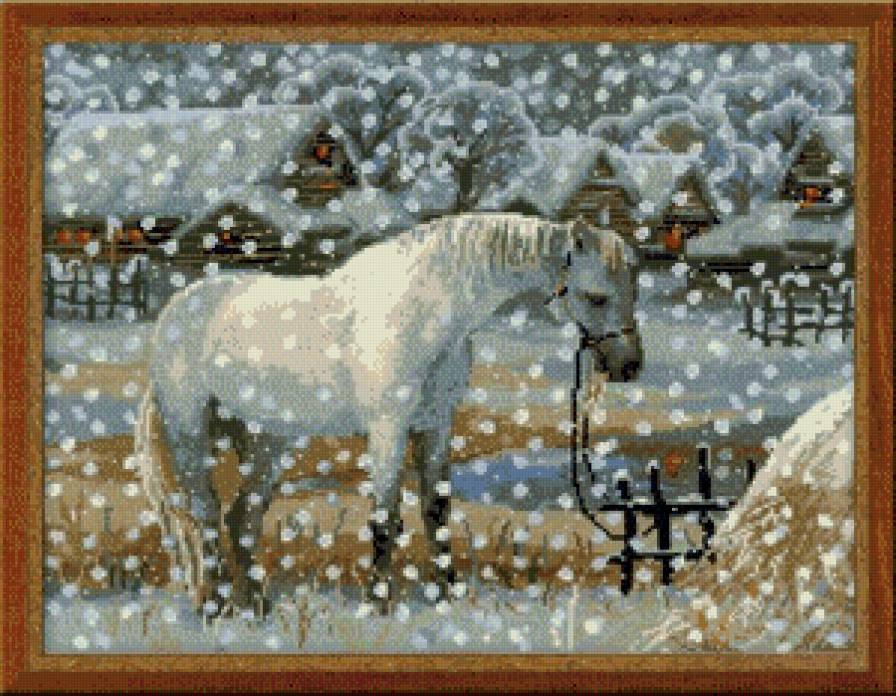снежная сказка - зима, снег, сказка, лошадь - предпросмотр