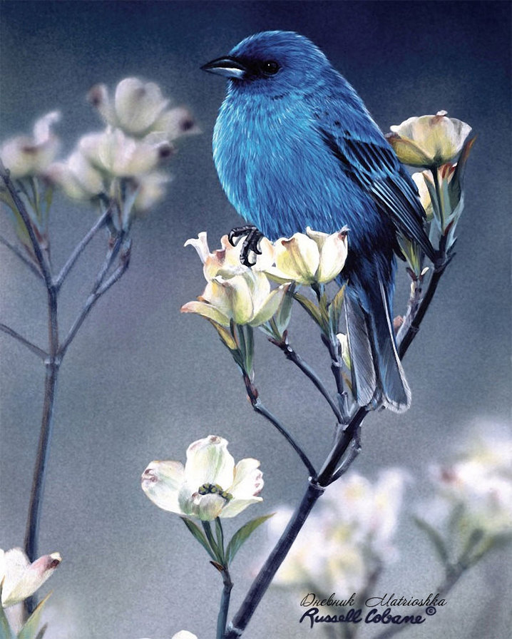 Серия "Птицы" - цветы, птицы - оригинал
