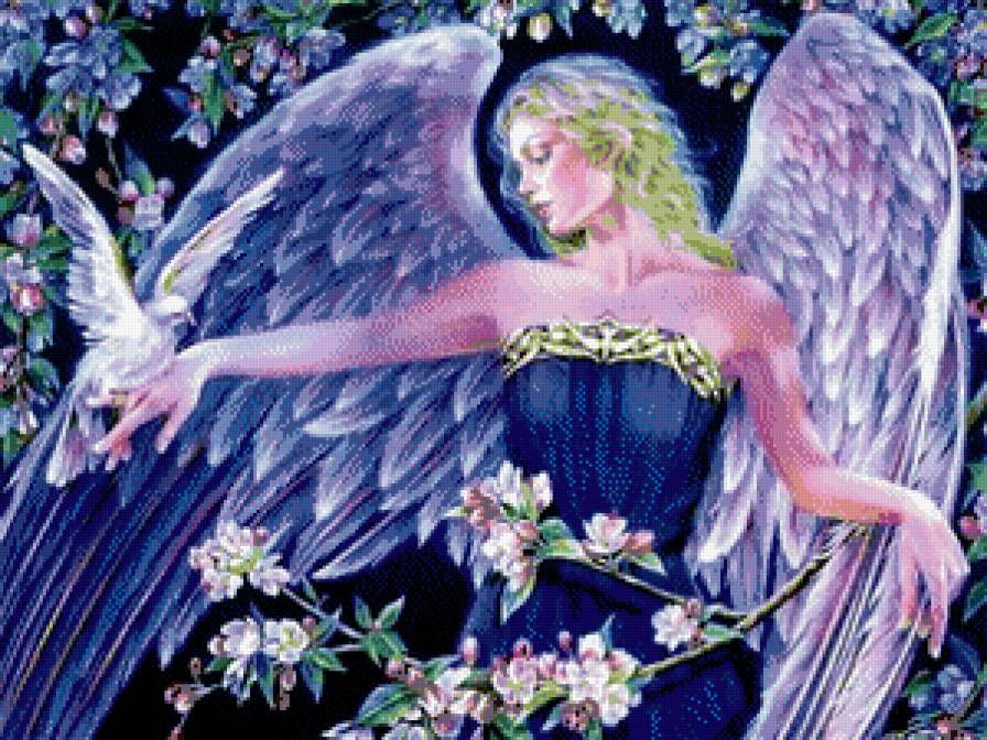 ангел в синем - голубь, девушка - предпросмотр