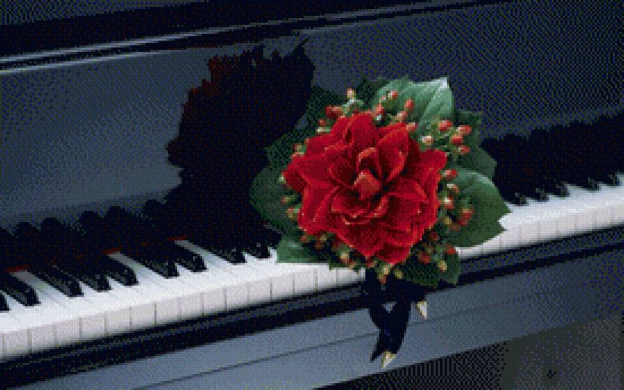 Букет - букет, рояль, цветы, музыка, пианино - предпросмотр