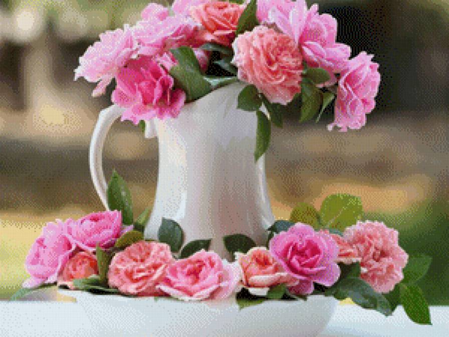 розовые розы - картина, букет, натюрморт, цветы, розы, картины - предпросмотр