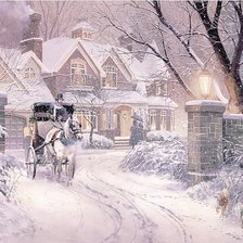 Схема вышивки «Зимний домик»