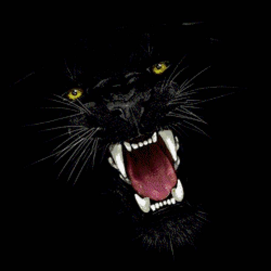 пантера - взгляд, хищник, рык, живопись, оскал - предпросмотр