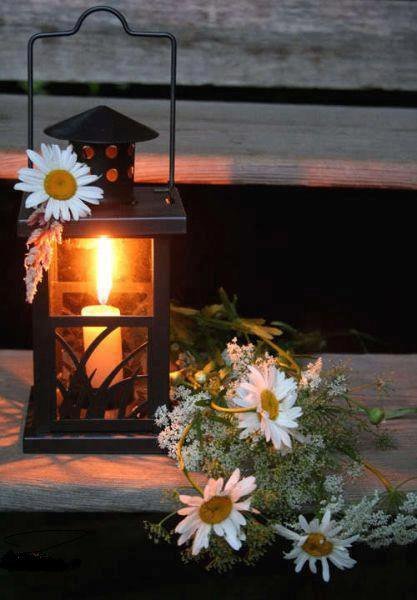 Фонарик - свеча, цветы, лето, ночь - оригинал