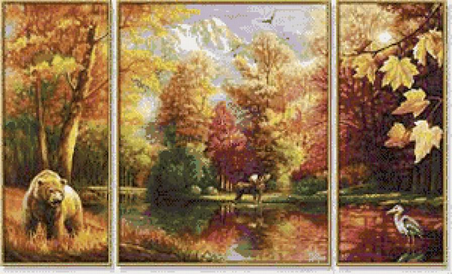 Осень - триптих, мишка, осень - предпросмотр