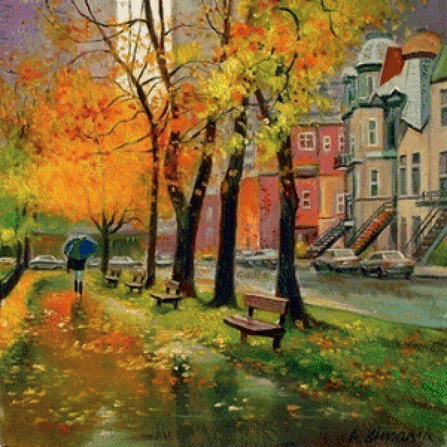 золотая осень - живопись, картина, осень - предпросмотр