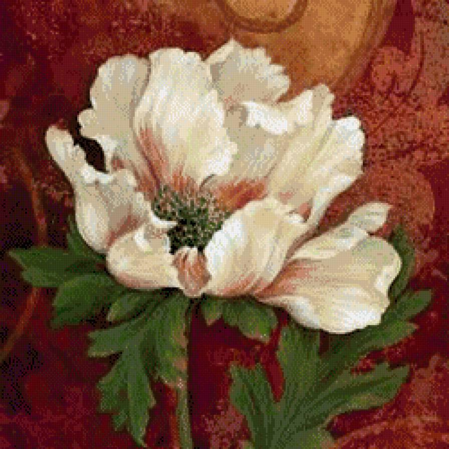 белый мак - цветы, букет, подушка, мак, винтаж - предпросмотр