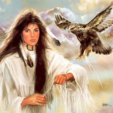 Оригинал схемы вышивки «девушка с орлом» (№483479)