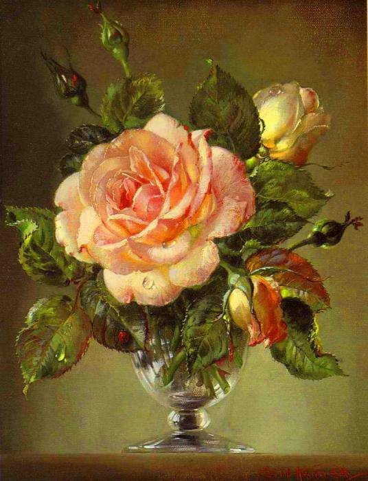 №484236 - букет, роза, живопись, ваза - оригинал
