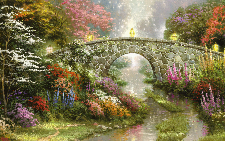 мост волшебства - картина, лето, пейзаж - оригинал