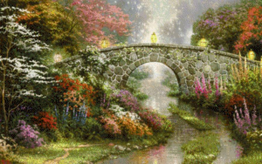 мост волшебства - картина, лето, пейзаж - предпросмотр