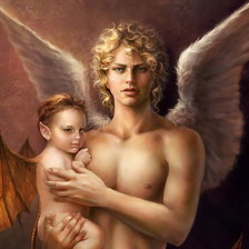 Оригинал схемы вышивки «ангел с ребенком» (№484435)