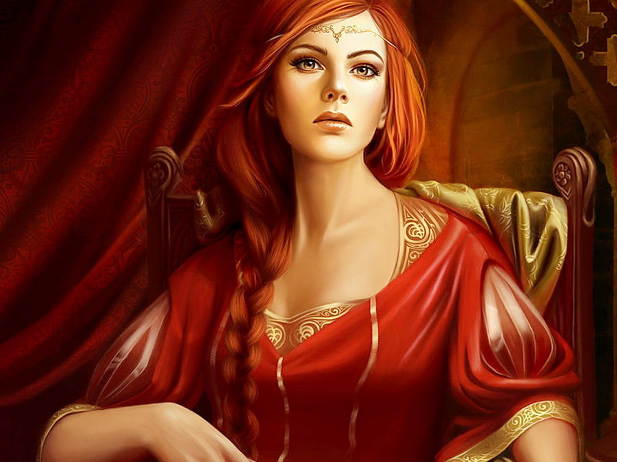 девушка в красном - , девушка, красота женщины, картина, женщина - оригинал