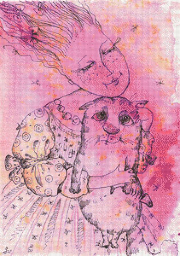 девушка с кошкой - предпросмотр