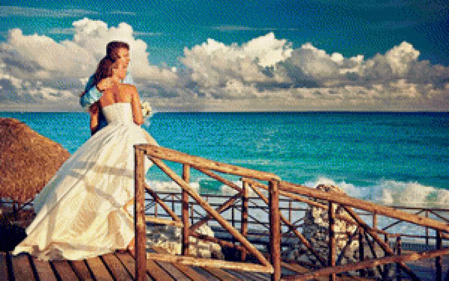 пара у моря 2 - картина, женщина, мужчина, пара, пейзаж, любовь - предпросмотр