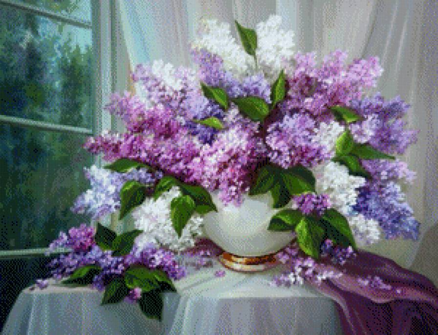 Букет сирени - натюрморт - предпросмотр