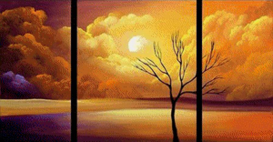 одинокое дерево - модульная картина - предпросмотр