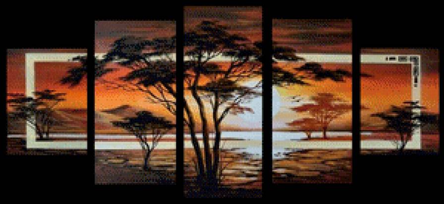 тихий вечер - модульная картина - предпросмотр