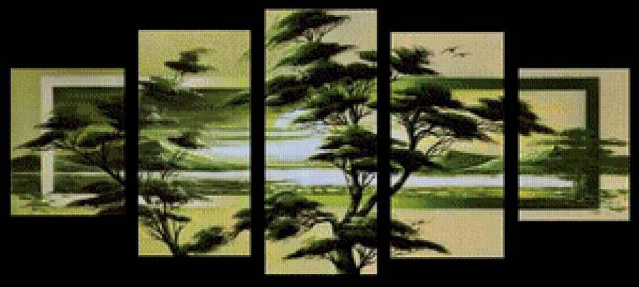 тихий вечер - модульная картина - предпросмотр