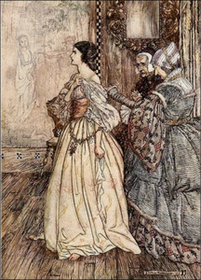 утренний туалет - девушка, графика - предпросмотр