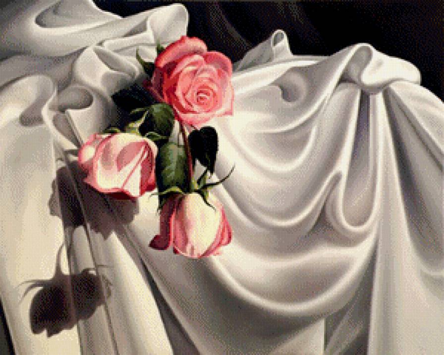 нежность - букет, живопись, цветы, роза, розы - предпросмотр