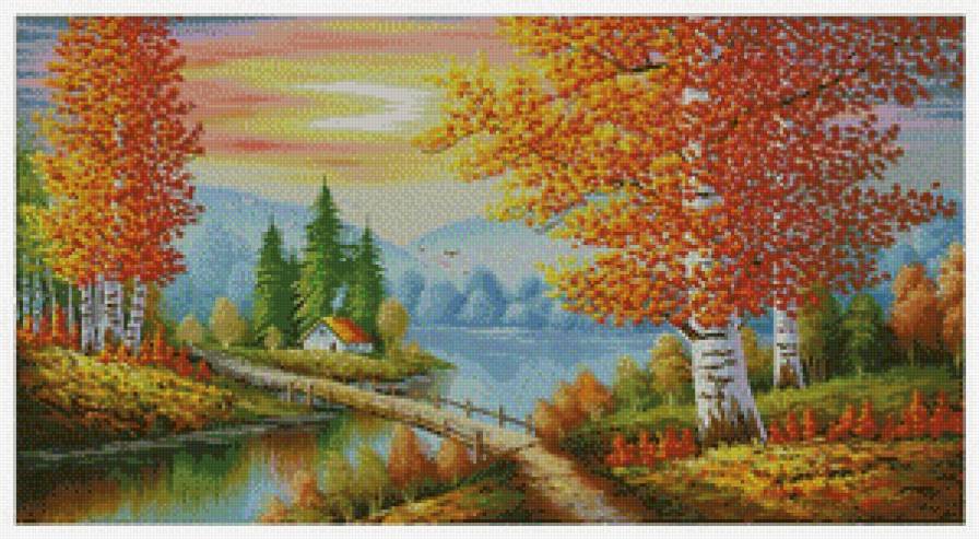 Золотая осень - осень, пейзаж, река - предпросмотр