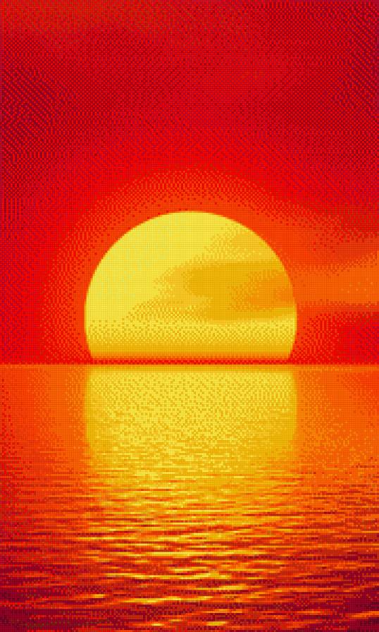 заходящее солнце - пейзаж, картина, картины - предпросмотр