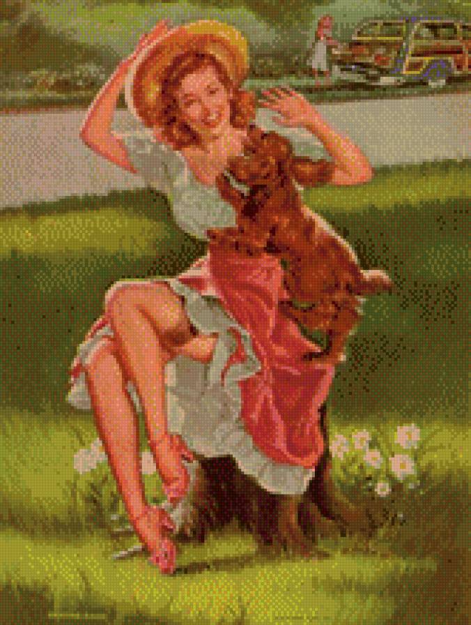 девушка 2 - собака, девушка - предпросмотр