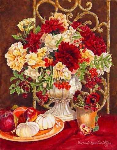 букет цветов - красиво, цветы, ваза, натюрморт, букет - оригинал
