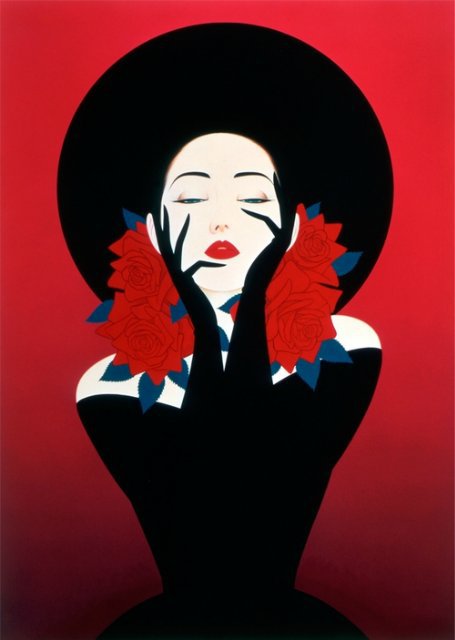 женский образ  Ichiro Tsuruta - люди, черно красное, дама, женский образ - оригинал