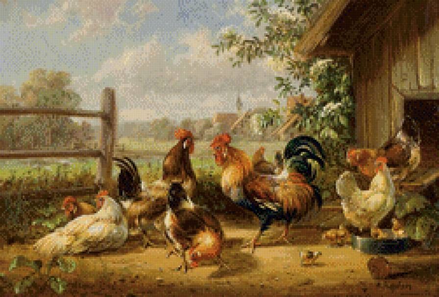 Птичий двор3 - цыплята, петух, куры - предпросмотр