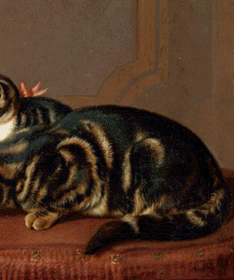 старинная картина часть 2 - аквариум, рыба, кошка, кот, котенок, живопись - предпросмотр