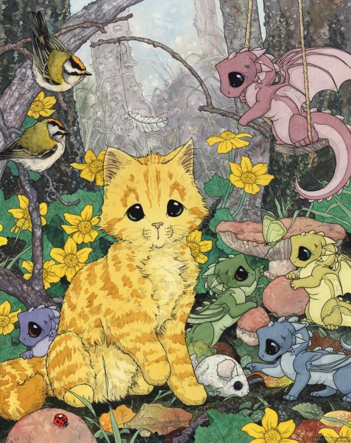 котик и дракончики - оригинал