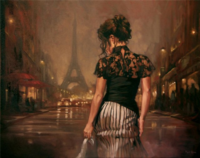 Парижская ночь - девушки, города, вечер, ночь, париж - оригинал