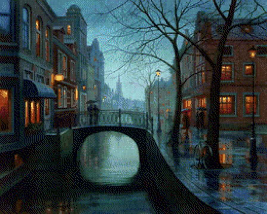 Сиреневые сумерки - пейзаж, вечер, поздняя осень, сумерки, городской пейзаж, город - предпросмотр