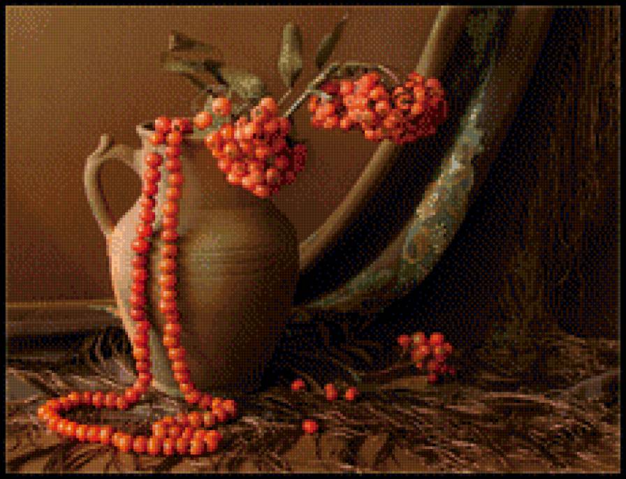 Рябиновые бусы - рябина бусы осень натюрморт - предпросмотр