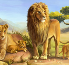 Оригинал схемы вышивки «семья львов» (№488752)