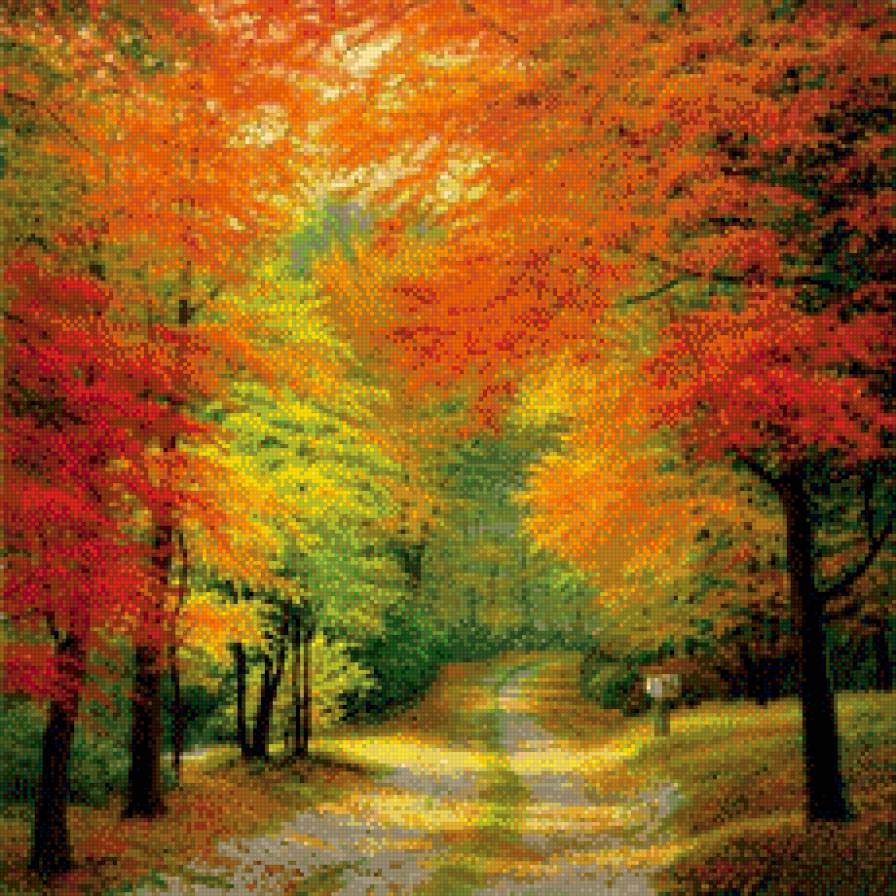 Золотая осень - золотая осень деревья дорога - предпросмотр