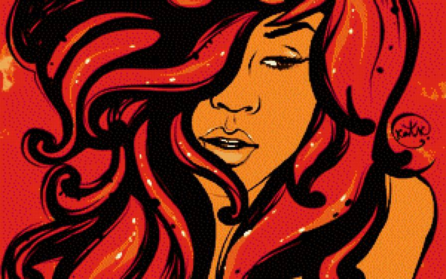 огненная девушка - девушка, портрет - предпросмотр