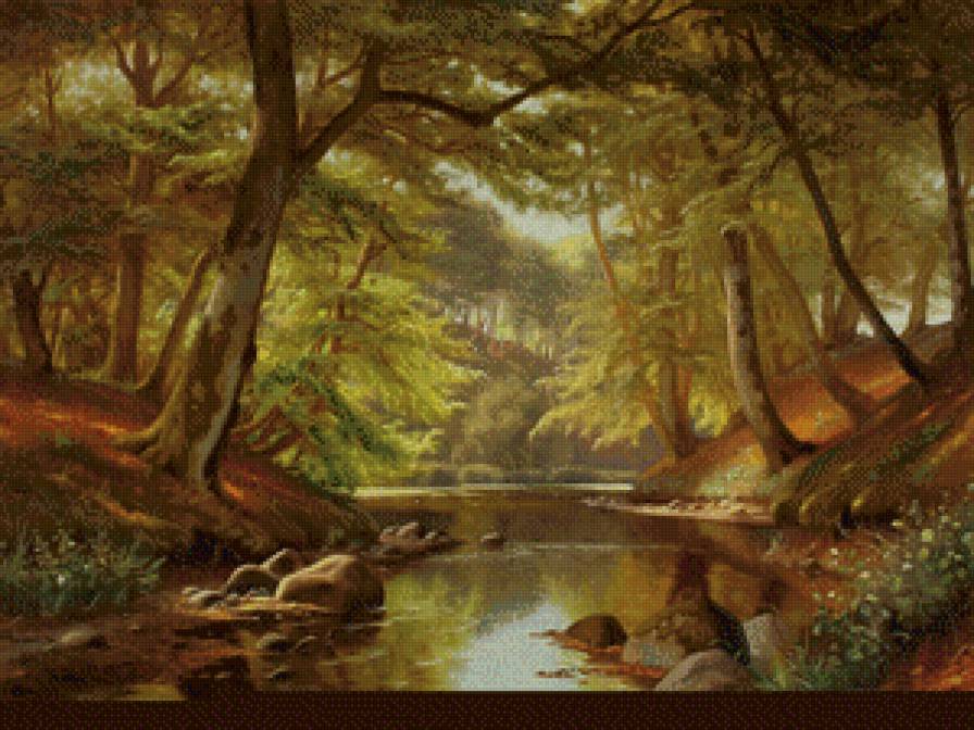 лес - лес, ручей, природа, пейзаж - предпросмотр