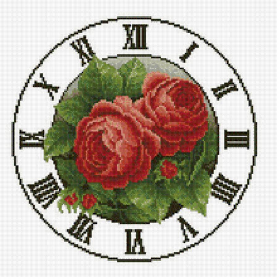 Часы "Розы" - розы, часы, цветы - предпросмотр