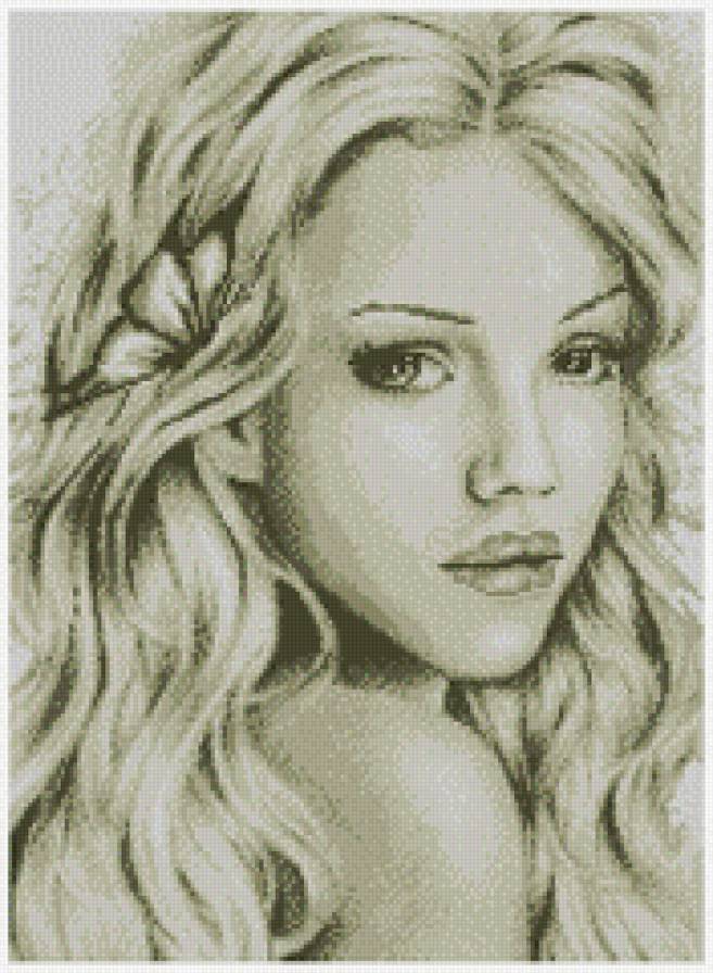 Девушка - монохром, девушка, дама, красавица - предпросмотр