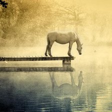 Лошадь у пруда